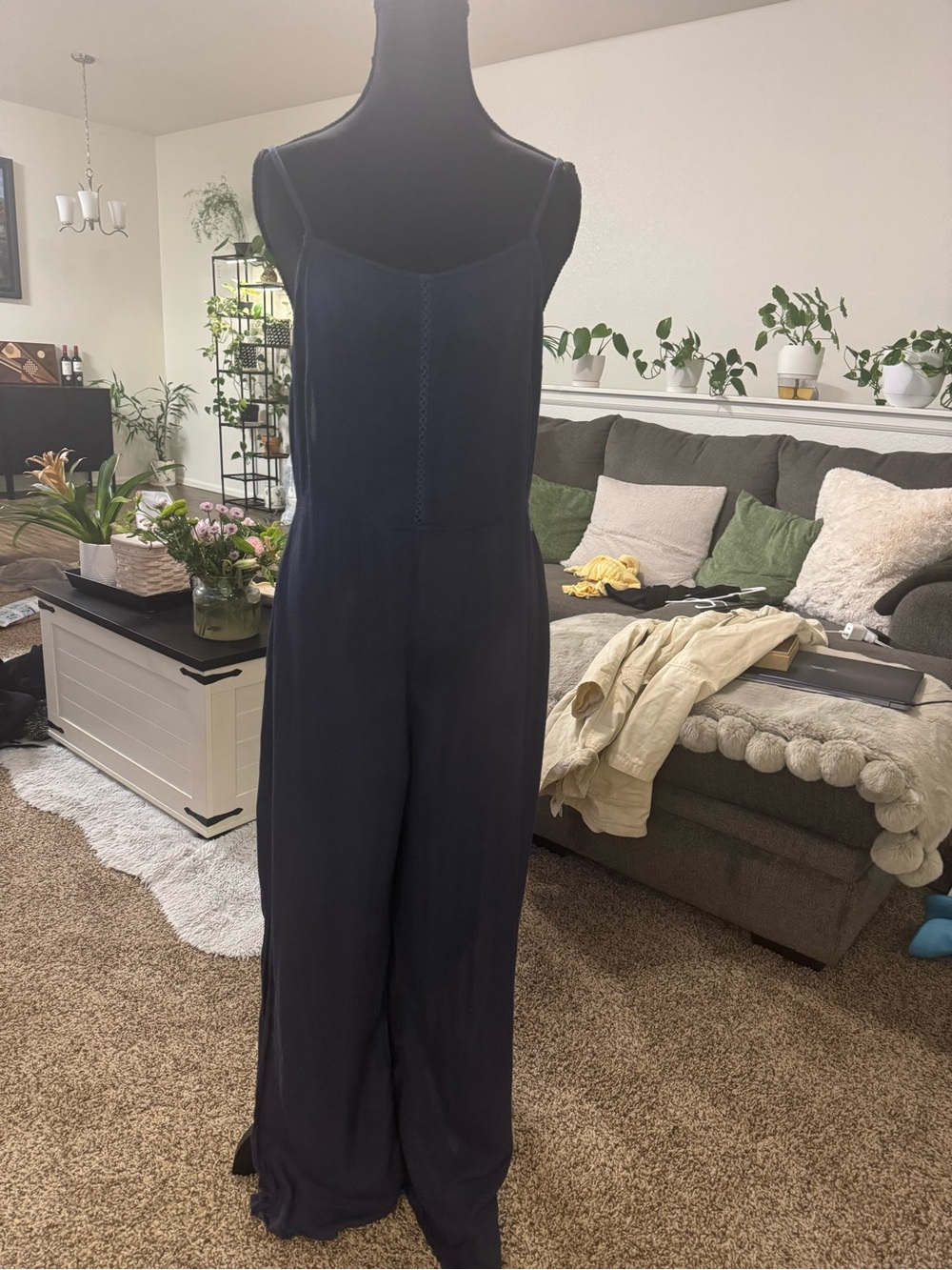Roxy Navy Sleeveless Wide-Leg Jumpsuit